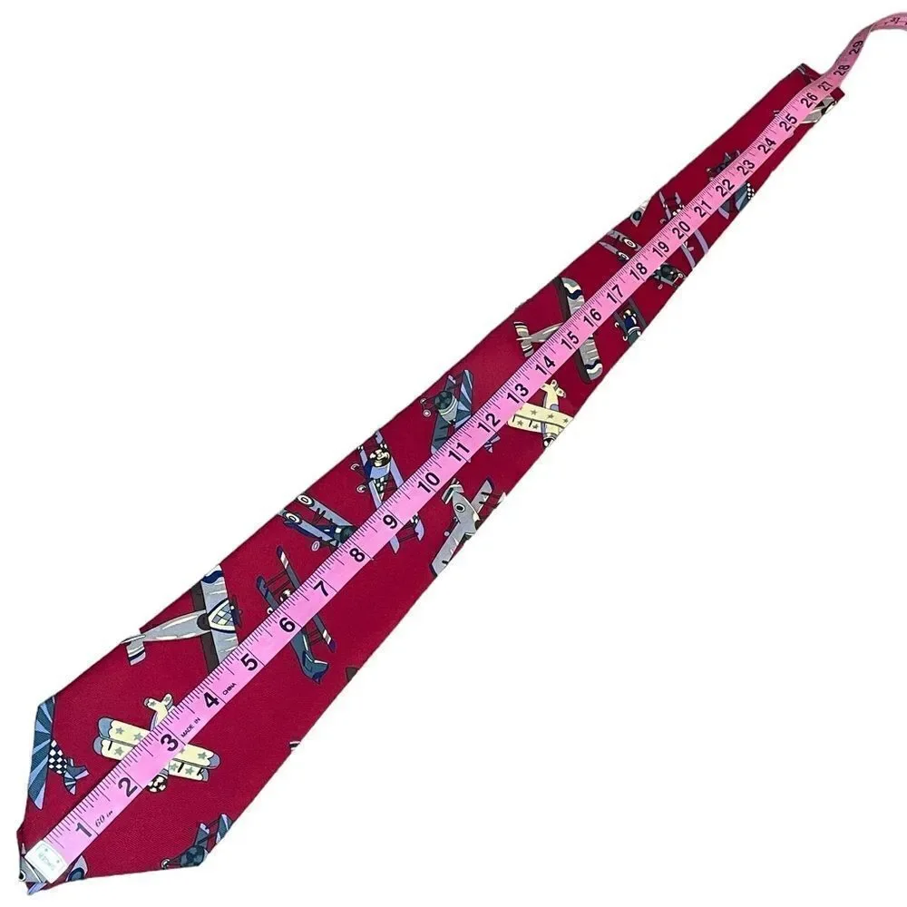 Red biplane neck tie - city one